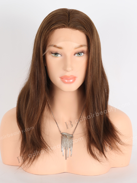 In Stock European Virgin Hair 14" Straight 7# Color RENE Lace Front Wig GRP-08014